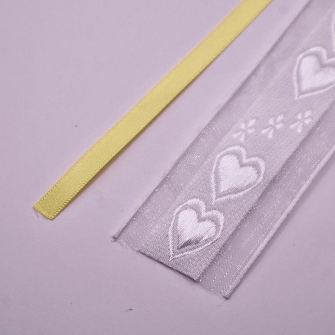 【番号オーダー可能】阪神タイガース風カラー　くるみボタンのヘアリボン　クロスステッチ刺繍 | 4枚目